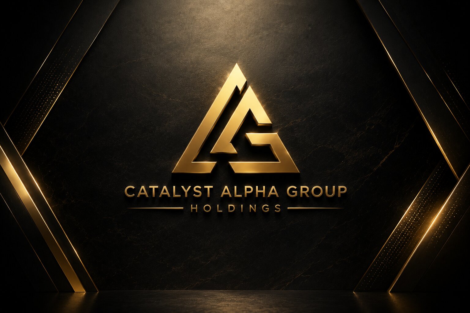 Catalyst Alpha Group Holdings mark rendered in gold against black stone